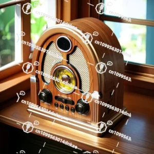 Retro Style Radio Imitation Wood Desktop Ornament Classic Old Bluetooth Multi-band Card Charging Old Man