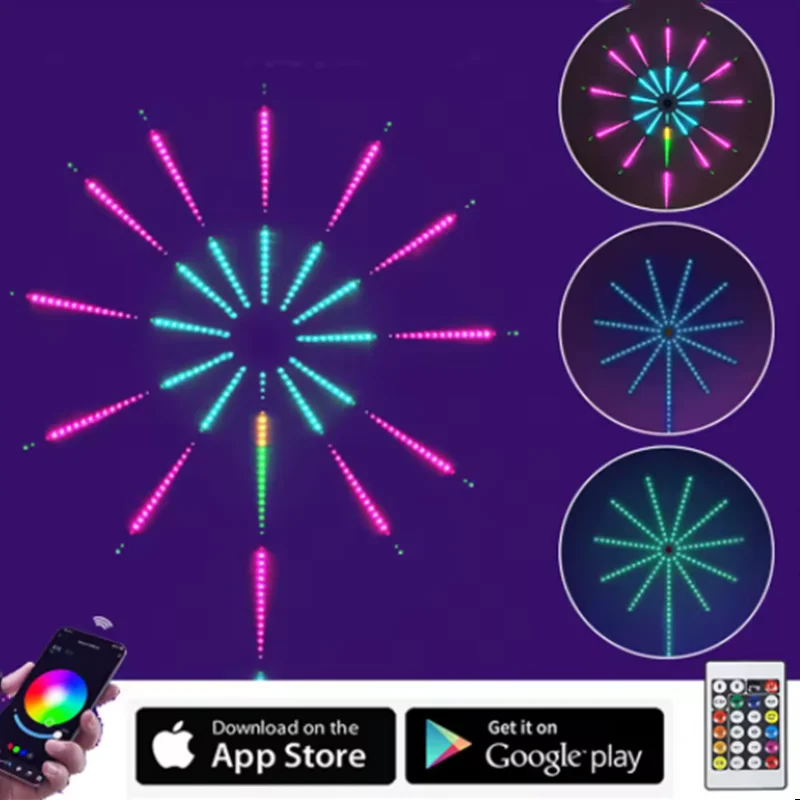 LED Firework Light, Smart Indoor LED Light Strip, Dimmable RGB-IC Flow Color, Fireworks Dynamic Scenes and App Music Sync, Timer - Image 4