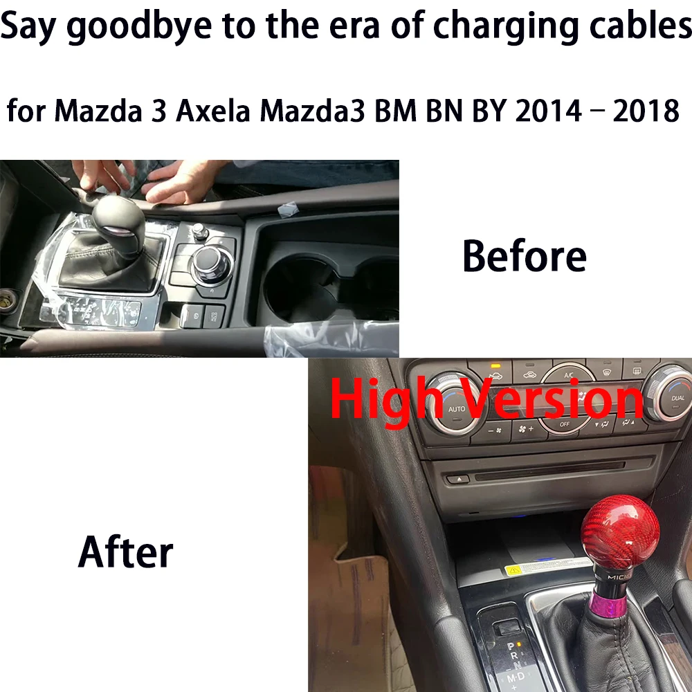 for Mazda 3 Axela Mazda3 BM BN BY 2014–2018 Center Console Storage Wireless Mobile Phone Charger QI 18W iPhone Magsafe Charging - Image 3