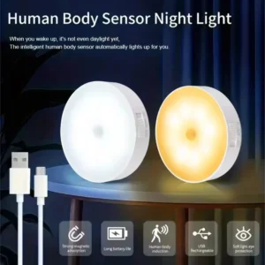 GGbingo Motion Sensor Night Light, Type-C Rechargeable Wireless LED for Kitchen Cabinet, Wardrobe, Closet & Staircase