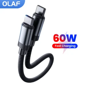 0.23M Magnetic Data Cable USB C to Type C Fast Charging Data Cord Power Bank Short Cable 60W Type C For iPhone 17 16 15 Huawei