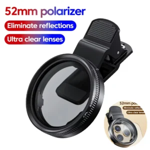 52MM Circular Universal Polarizer Camera Lens Clip Portable CPL Filter Kit Professional Phone Camera Lens For iPhone 16 15 14