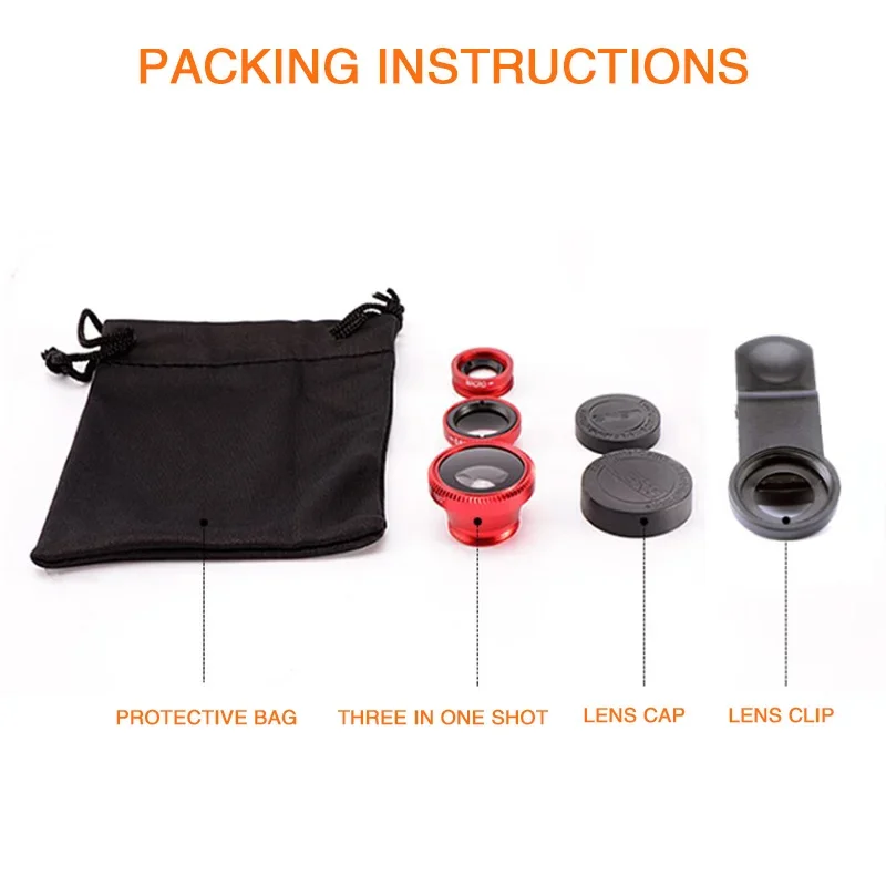 3 in1 Fisheye Phone Lens 0.67X Wide Angle Zoom Fish Eye Macro Lenses Camera Kits With Clip Lens Kits On The Phone for Smartphone - Image 6