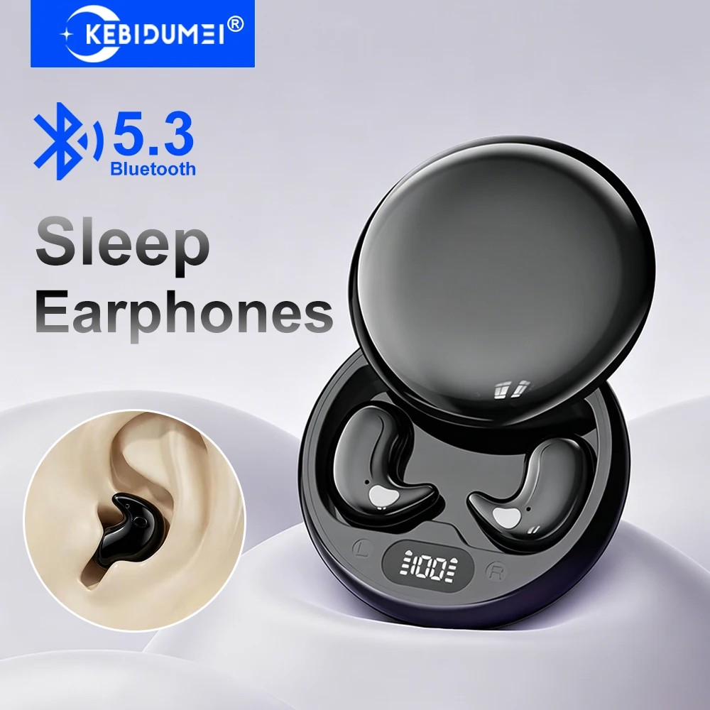 KEBIDUMEI Sleep Earphones Bluetooth 5.3 Headphones In-ear Mini Wireless Headsets HiFi Stereo Noise Reduction TWS Gaming Earbuds