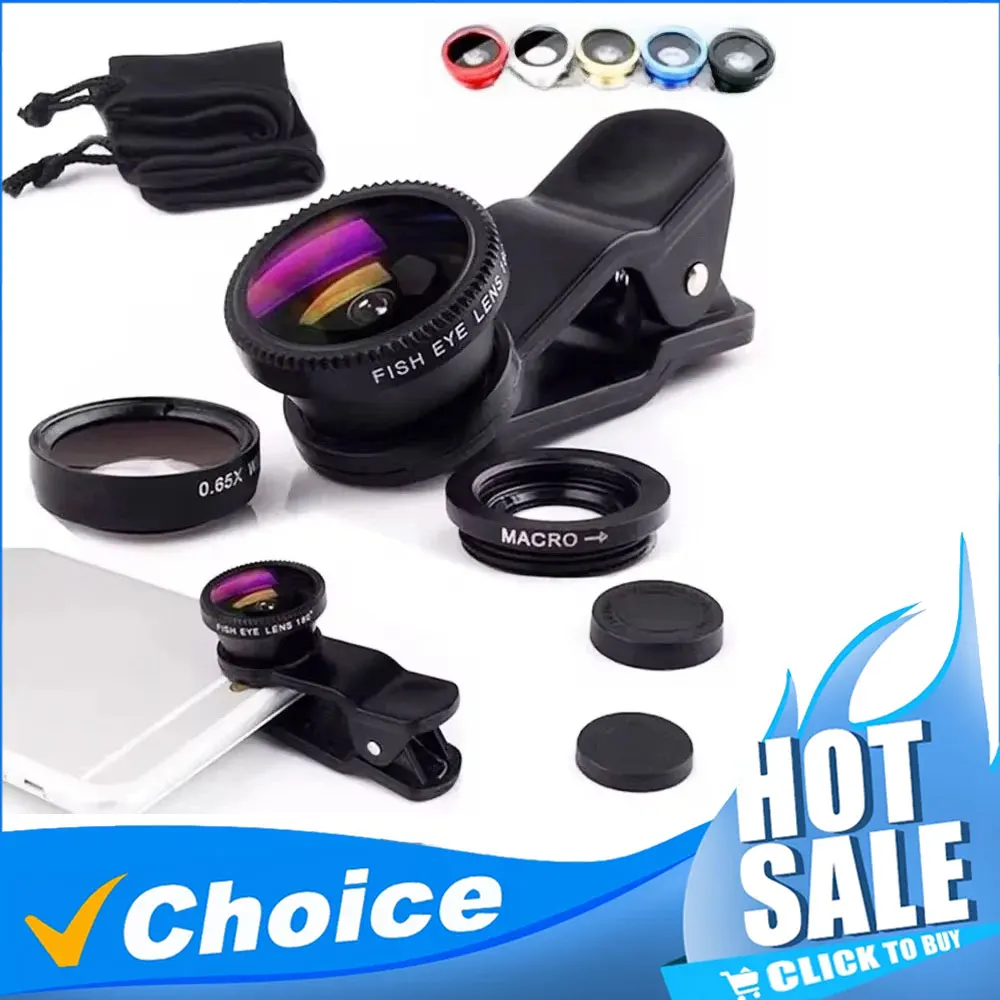 3 in 1 Fisheye Phone Lens Wide Angle Zoom Lens Fish Eye Macro Lenses Camera Kits With Clip Lens On The Phone For All Smart Phone - Image 2