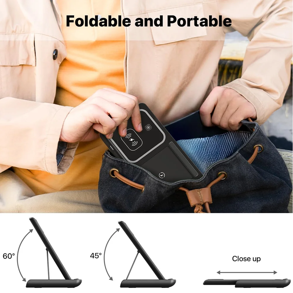 15W LED Fast Wireless Charger Stand 3 in 1 Foldable Charging Station For iPhone17 16 15 14 13 1Apple Watch 9 8 7 6 5 Airpods Pro - Image 5
