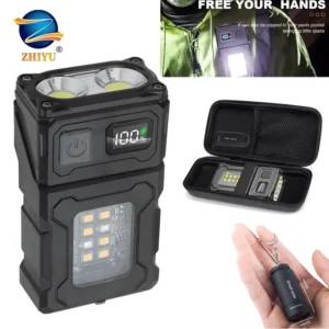 Mini Rechargeable LED Flashlight Portable Pen Clip Headtorch Super Bright COB Red and Blue Light Flashlight Magnet Working Lamp