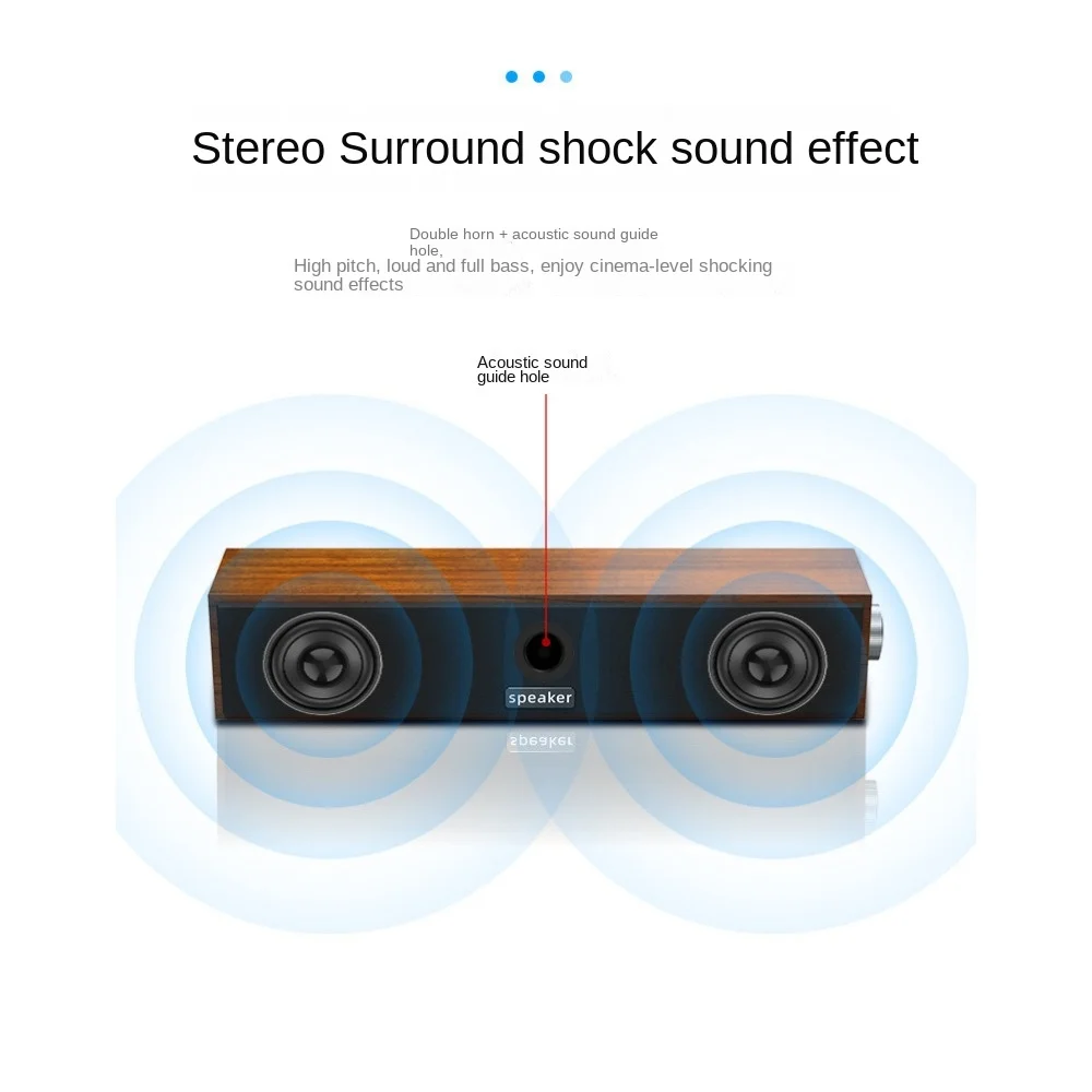 New Long Strip USB Wired Bluetooth Dual Speakers Wooden Small Speaker Computer Notebook Sound Bar Desktop Heavy Bass - Image 4