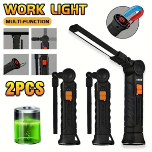 COB LED Work Light Dimmable Rechargeable LED Flashlight Inspection Lamp With Magnetic Hook Power Bank Built in Battery Torch