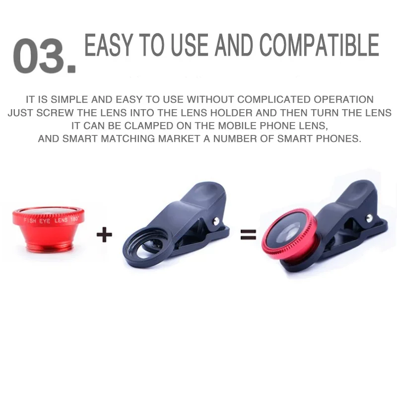 3 in1 Fisheye Phone Lens 0.67X Wide Angle Zoom Fish Eye Macro Lenses Camera Kits With Clip Lens Kits On The Phone for Smartphone - Image 5