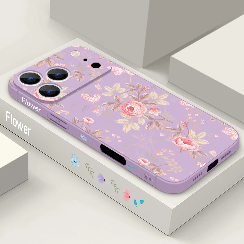 Yellow Flower TPU Lanyard Phone Case For iPhone 17e 17 Pro Max 16 15 14 13 Pro Max 16e 11 Shockproof Soft Silicone Painted Cover - Image 2