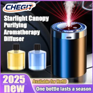 New Aroma Diffuser Smart Car Air Freshener 5 Modes Rechargeable Humidifier with Digital Display Starry Light Car Accessories