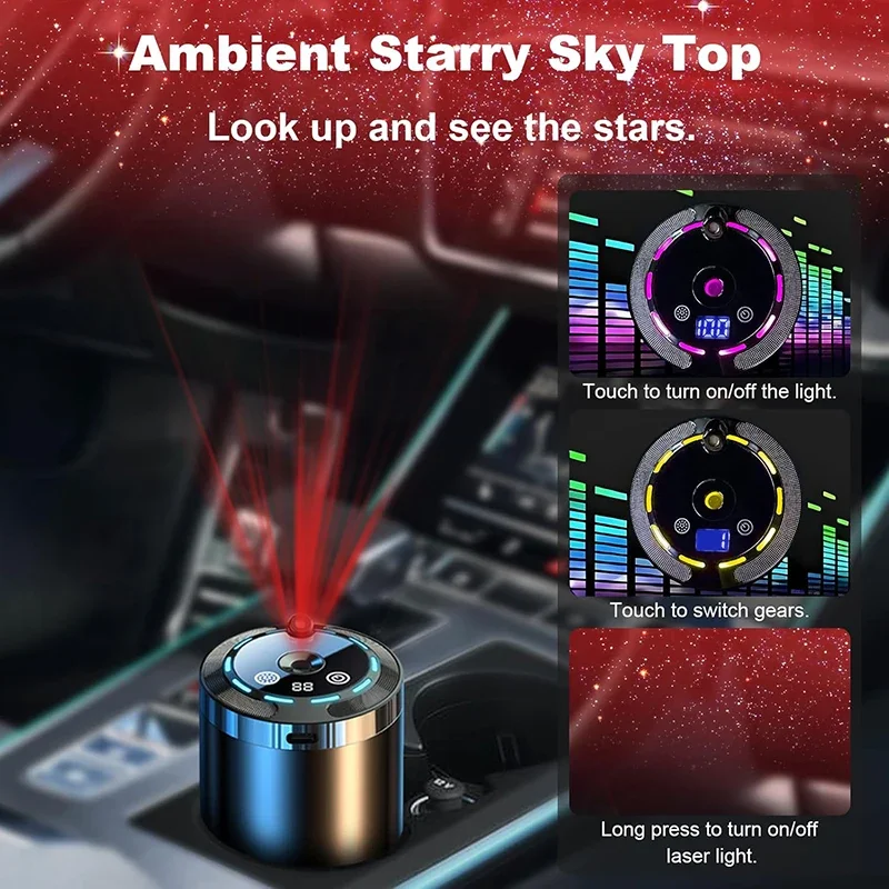 5 Modes Smart Car Air Aromatherapy Diffuser Humidifier Aromatherapy Freshener Removing Odors Starry Sky Canopy Car Accessories - Image 3