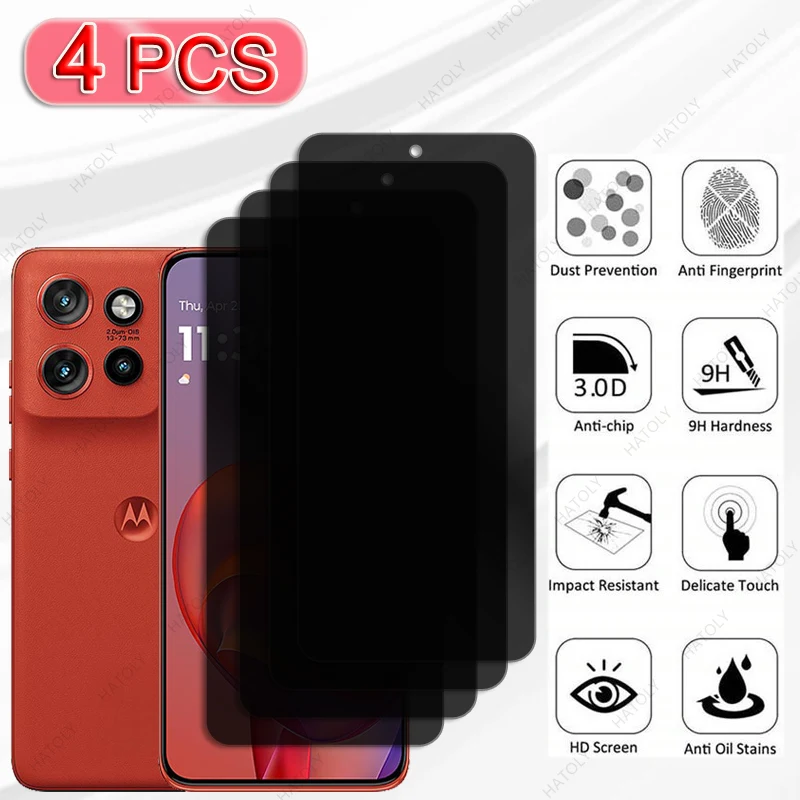 4PCS Glass Privacy Screen Protector For Motorola Edge 60 Neo Glass For Moto Edge 60 Neo Camera Lens Protector Anti-spy Glass - Image 2