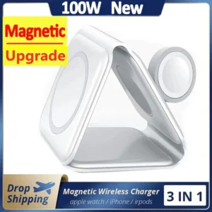 3 in 1 Desktop Wireless Charger Pad Fast Charging Dock Station for iPhone 17 16 15 14 13 12 Apple Watch AirPods Pro Quick Charge
