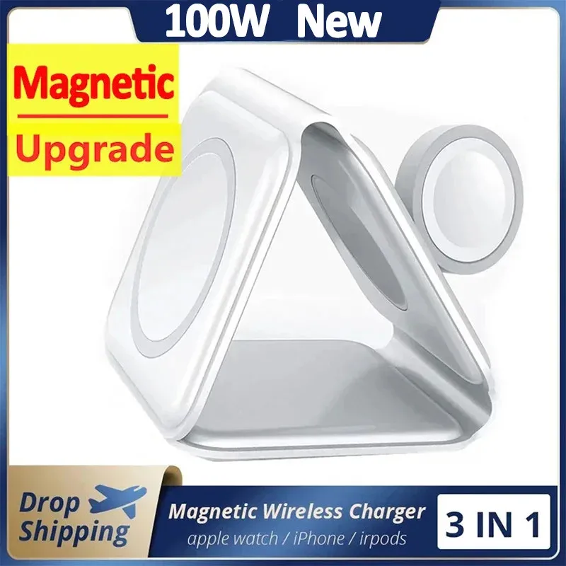 3 in 1 Desktop Wireless Charger Pad Fast Charging Dock Station for iPhone 17 16 15 14 13 12 Apple Watch AirPods Pro Quick Charge