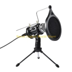 77UB USB Computer Microphone Phone Condenser Mic with Acoustic Filter Stand Holder for Broadcast Podcasting Online Chatting