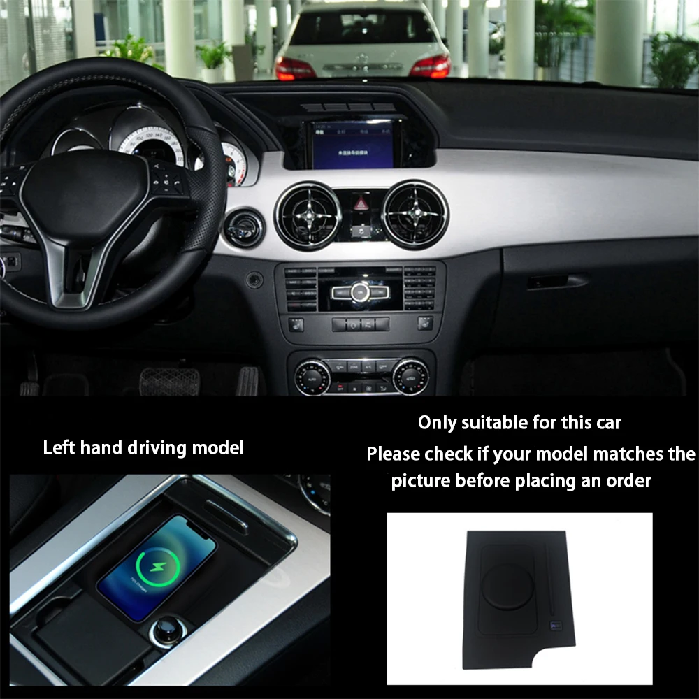 for Mercedes Benz GLK Class X204 2008–2015 Center Console Storage Wireless Mobile Phone Charger 18W Magsafe Fast Charging Panel - Image 4