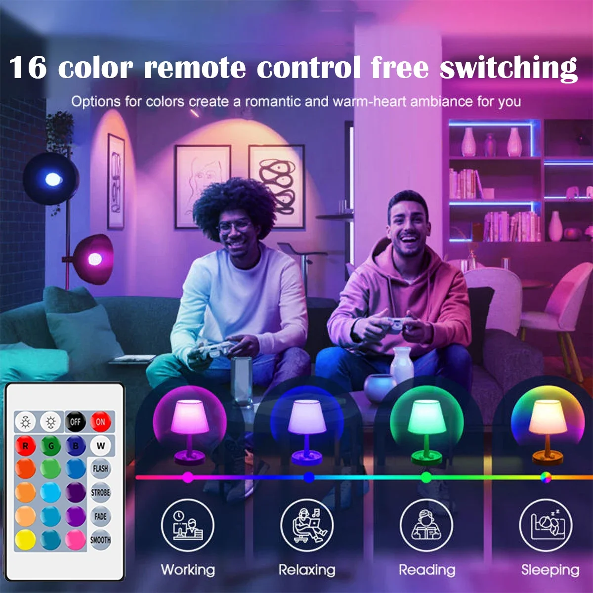 1-10PCS Smart RGBW LED Bulb Spotlight E27 E14 B22 GU10 with Infrared Remote Control Suitable for Colorful Home Lighting - Image 6
