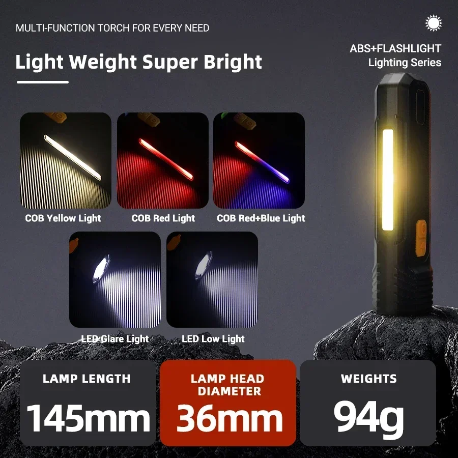 Magnetic COB Work Light USB Rechargeable LED Flashlight Portable Lantern Camping Light Type-C Power Bank Function Lamp - Image 2