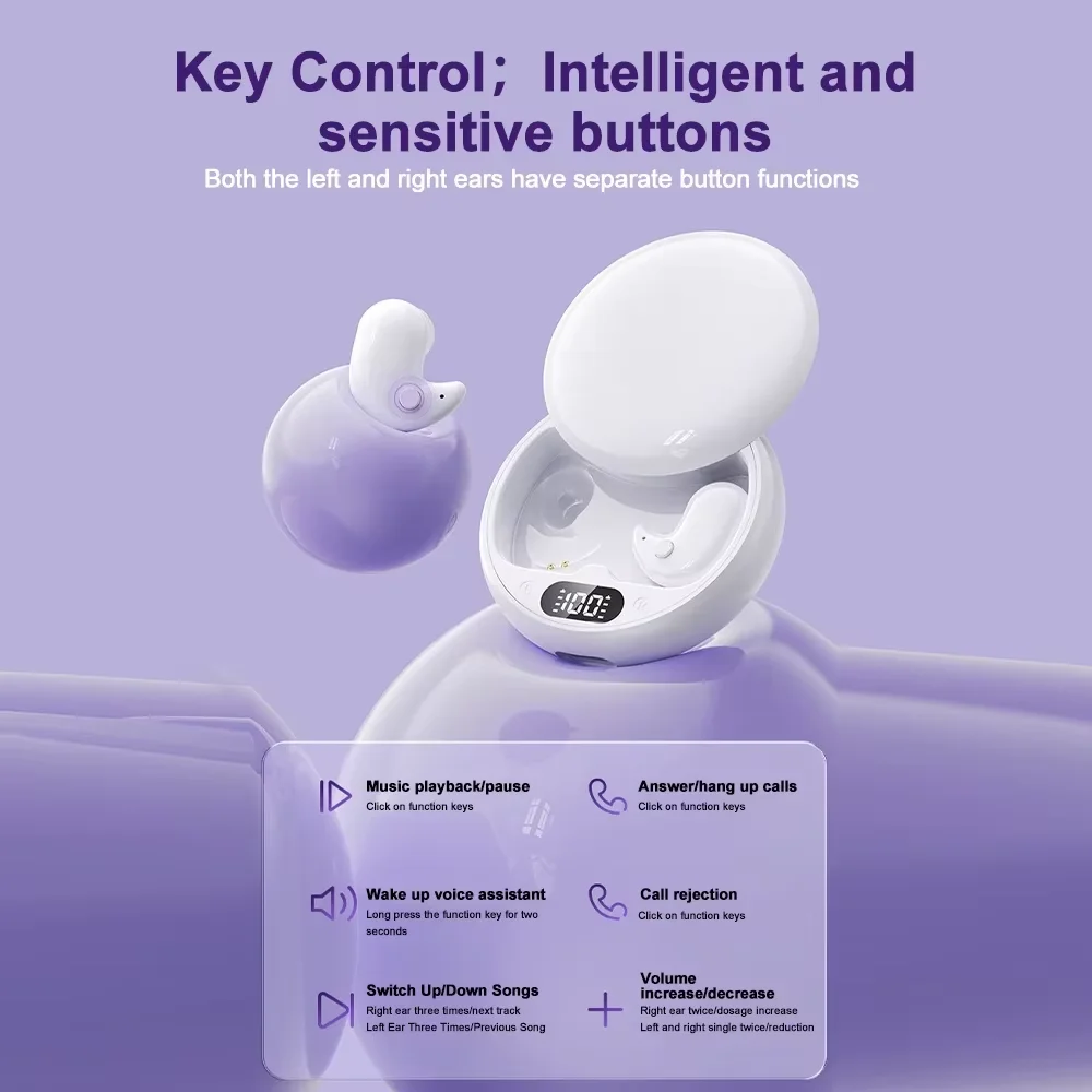 KEBIDUMEI Sleep Earphones Bluetooth 5.3 Headphones In-ear Mini Wireless Headsets HiFi Stereo Noise Reduction TWS Gaming Earbuds - Image 3