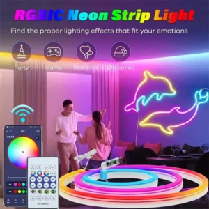 5V Smart RGB Neon Light Strip USB App/Remote Control Music Sync Waterproof Flexible Neon Strip for Bedroom Game Party Decoration