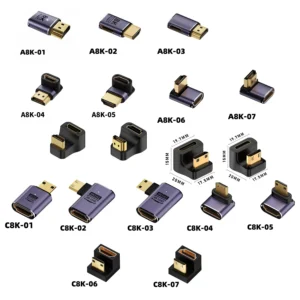 8K HDMI-compatible Extender Adapter 90/180 Degree Mini HDMI-compatible C Type Male to Female for Portable Monitor Notebook