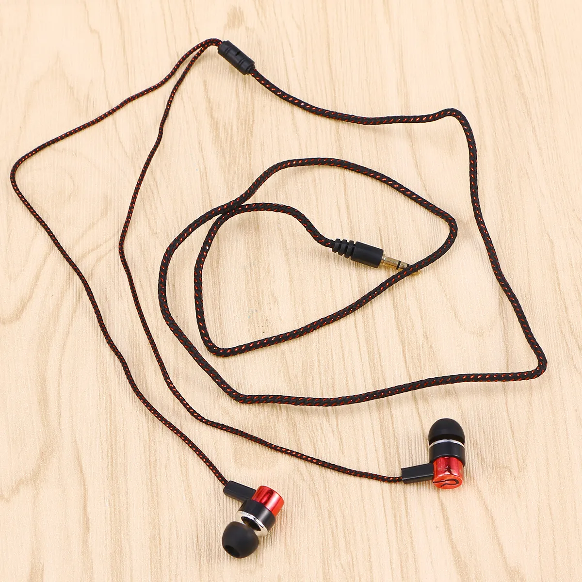Heavy Bass in-Ear Earphone Red Cloth Line 3.5mm Plug Stereo Headset Noise Cancelling Earbuds for Music Running Gym - Image 3
