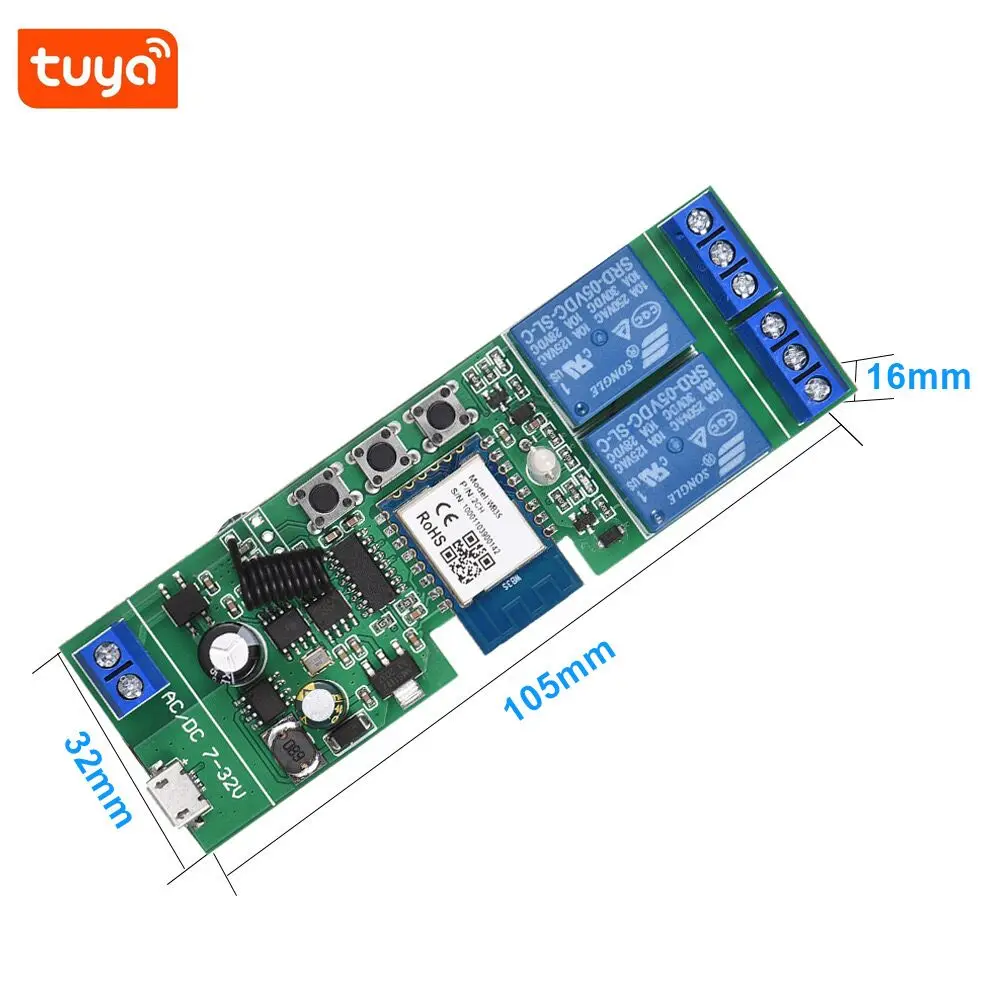 Tuya USB DC 5V and AC DC 7-32V Self-locking WiFi Wireless Smart Switch Home Relay Module 433Mhz RF Remote Control - Image 4