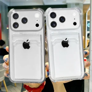 Simple Transparent Phone Case for iPhone 17 Pro Max 16 Plus 17 Air 15 14 13 12 11 Wallet Case with Card Holder Shockproof TPU