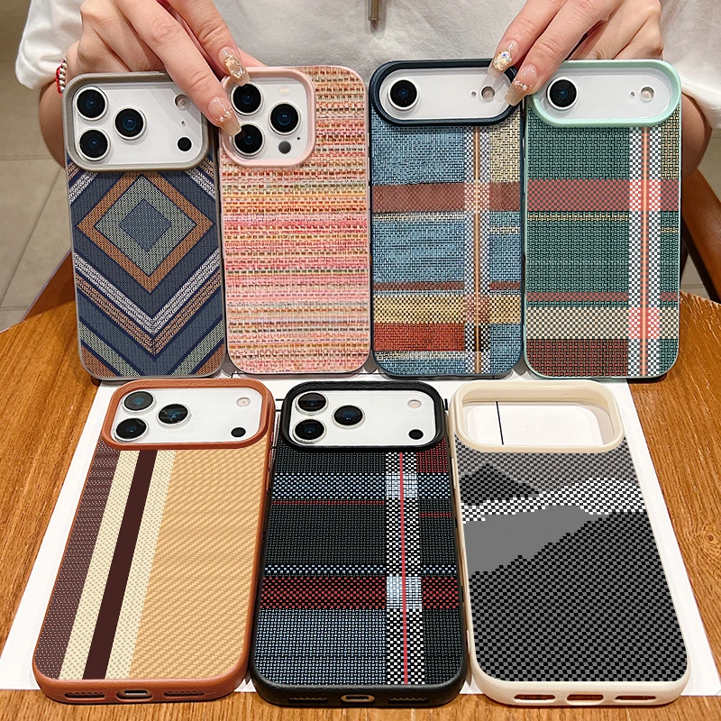 Woven Texture Printed Phone Case For iPhone 17e 17 Pro Max 16 15 14 13 Pro Max 16e 11 Shockproof Soft TPU Leather Texture Cover - Image 6