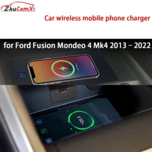 for Ford Fusion Mondeo 4 Mk4 2013–2022 Center Console Storage Wireless Mobile Phone Charger QI 18W iPhone Magsafe Fast Charging