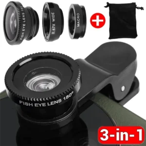 3 in 1 Fisheye Lens 0.67X Wide Angle Micro Camera Lens With Phone Clip For iPhone Samsung Xiaomi Universally Smartphone Lens Kit