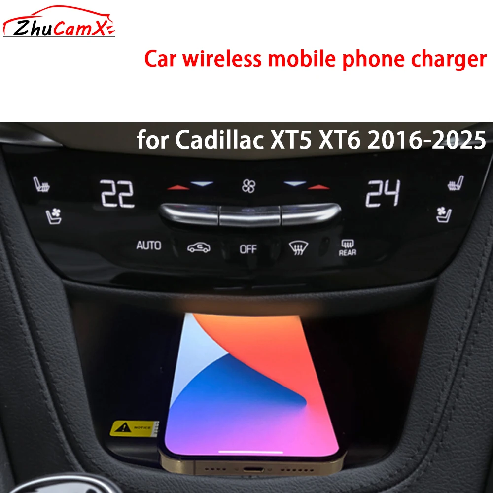 for Cadillac XT5 XT6 2016-2025 Center Console Storage Wireless Mobile Phone Charger QI 18W iPhone Magsafe Fast Charging Panel