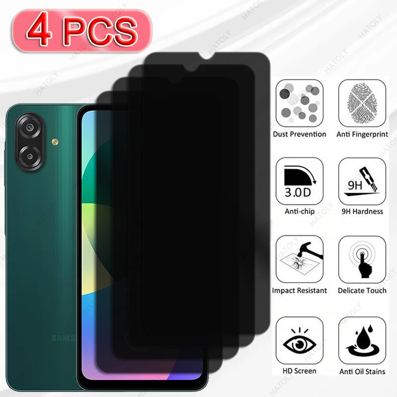 For Samsung Galaxy F07 Glass 4PCS Glass Privacy Screen Protector For Samsung M07 A07 Glass Camera Lens Protector Anti-spy Glass - Image 5