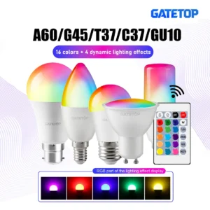 1-10PCS Smart RGBW LED Bulb Spotlight E27 E14 B22 GU10 6W 10W with Infrared Remote Control Suitable for Colorful Home Lighting