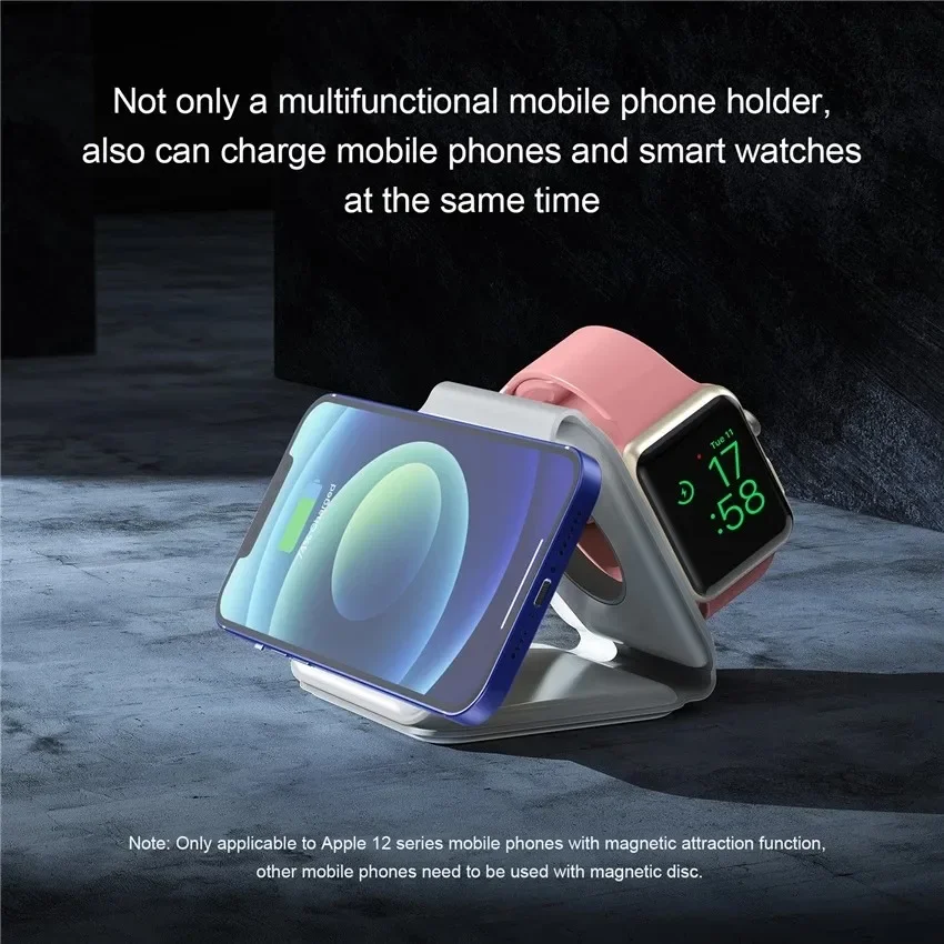 3-in-1 Foldable Magnetic Wireless Charger 15W Fast Charging Station for iPhone 16/15/14 Apple Watch AirPods - Image 5