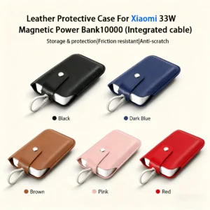 PU Leather Protective Case for Xiaomi 33W Magnetic Power Bank 10000mAh, Anti-Scratch Travel Storage Bag for External Battery