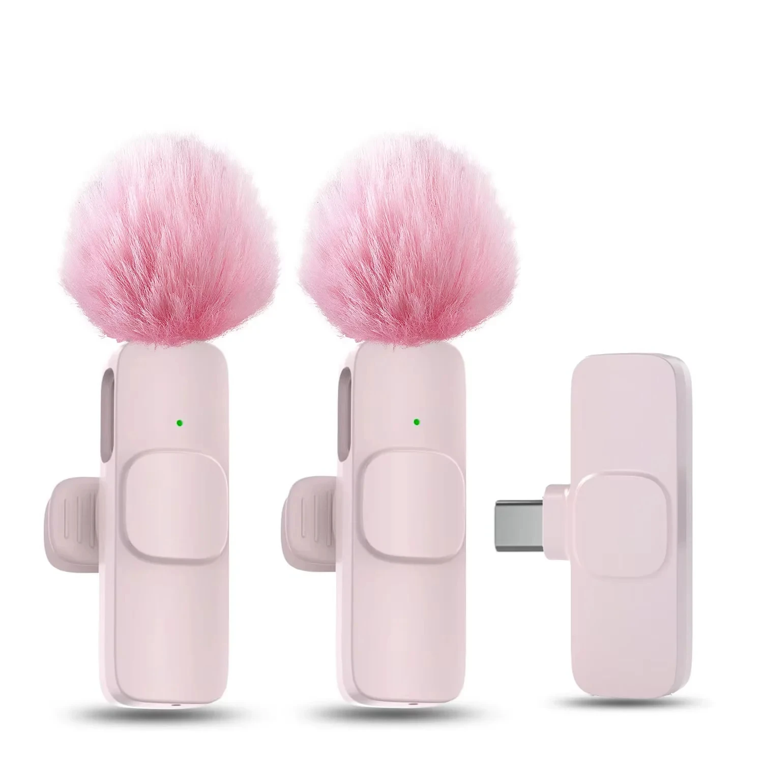 Pink &White K60 Wireless Lavalier Microphone Smartphone,Clip On Lapel Mic Plug-Play Microphone For Video Audio Recording - Image 2