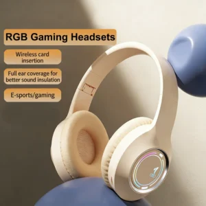 KEBIDUMEI RGB Gaming Headsets 3.5mm Wire Earphones Wireless Bluetooth Headphones HiFi Stereo Noise Reduction Support TF Card