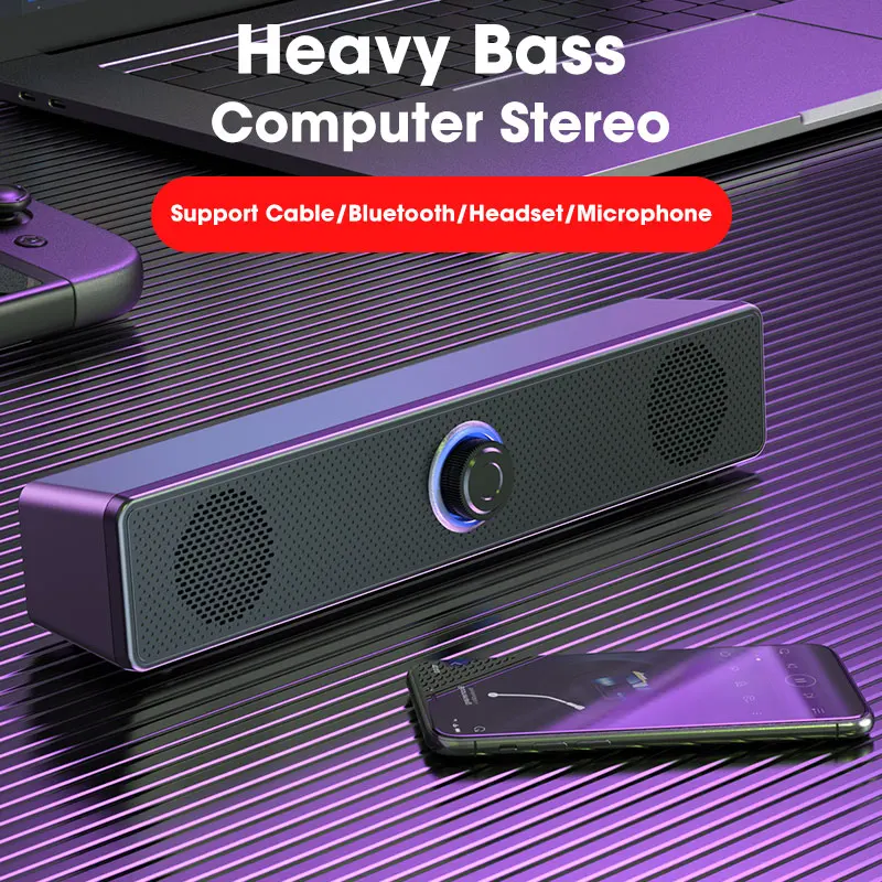 HOMEFISH BT5.0 Soundbar Speaker Wired Wireless Dual Mode 9D Surround Stereo Bass Anti-Interference for PC TV Phone Gaming - Image 4