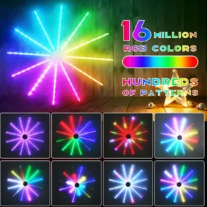 LED Firework Light, Smart Indoor LED Light Strip, Dimmable RGB-IC Flow Color, Fireworks Dynamic Scenes and App Music Sync, Timer