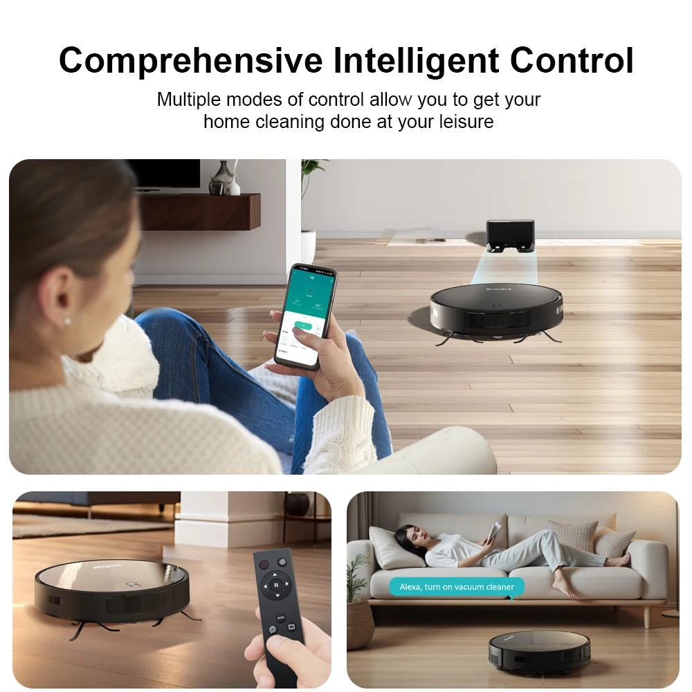 Robot Vacuum Cleaner Combo and Mop 6000PA Strong Suction Robotic App& Remote Control Self-Charging Smart Mapping for Pet Hair - Image 4