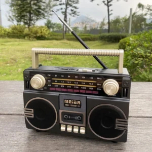 Vintage Style Bluetooth Radio 3 Band FM AM SW Portable Radio with 1200mAh Battery TF USB Support Retro Cassette Look Speaker