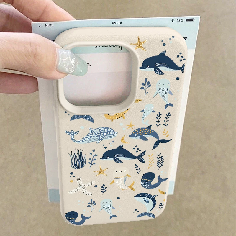 Turtle Ocean Patterned Phone Case For iPhone 17e 17 Pro Max 16 15 14 13 Pro Max 16e 11 Shockproof Soft TPU Leather Texture Cover - Image 5