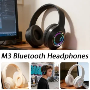RGB LED Gaming Headset Bluetooth 5.3 Wireless Headphones Type-C Charging Foldable Over Ear Game Earphone For Gamer Laptop