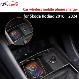 for Skoda Kodiaq 2016–2024 Center Console Storage Car Wireless Mobile Phone Charger QI 18W iPhone Magsafe Fast Charging Panel