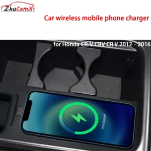 for Honda CR-V CRV CR V 2012–2016 Front Cup Holders Car Wireless Mobile Phone Charger QI 18W iPhone Magsafe Fast Charging Panel