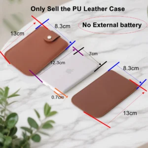 Power Bank Cover Pouch Leather Case for iPhone 17 Air Magsafe External Battery Cover PU Leather Case For iphone17 Air Power Bank